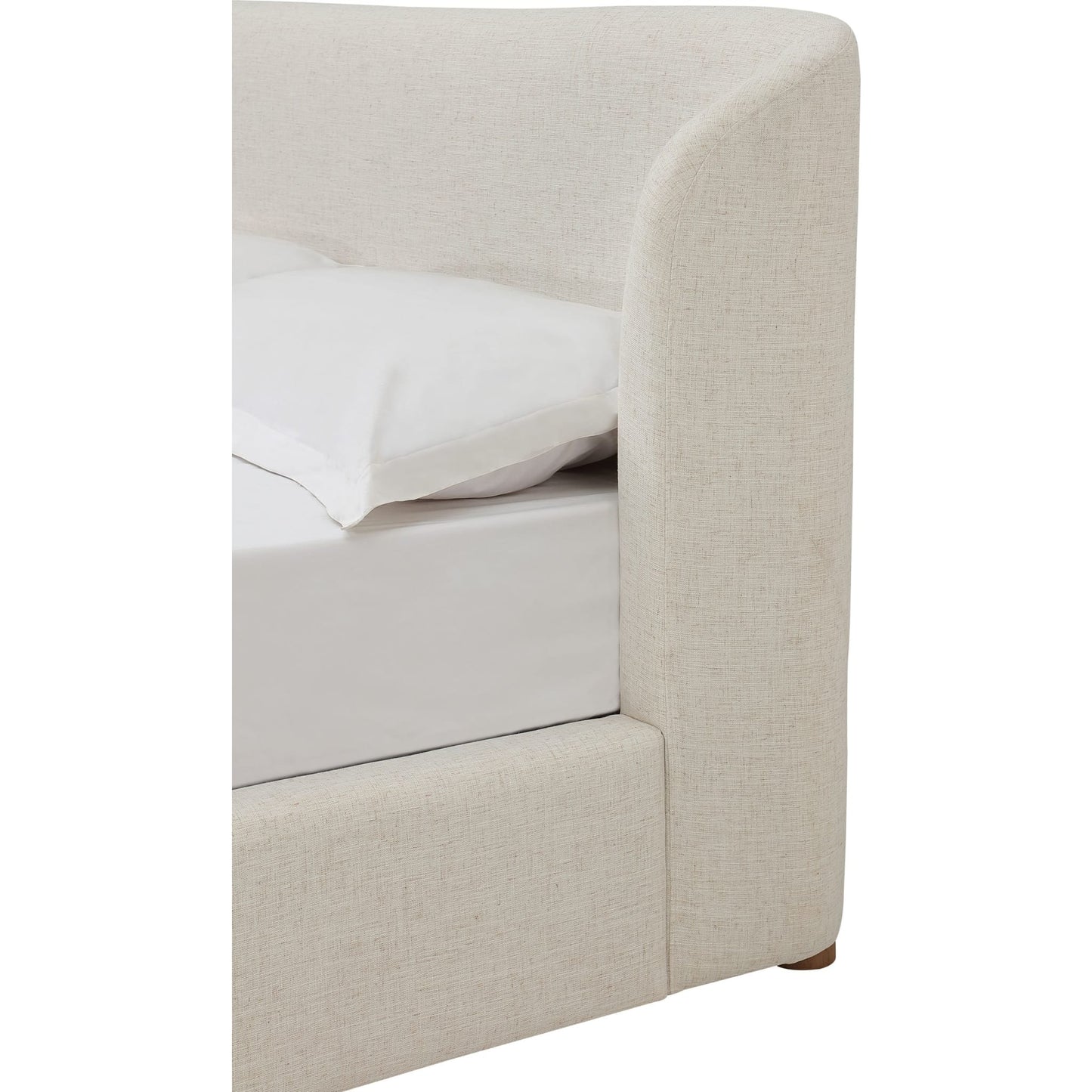 Kiki Upholstered Platform Bed in Whipped Honey Linen