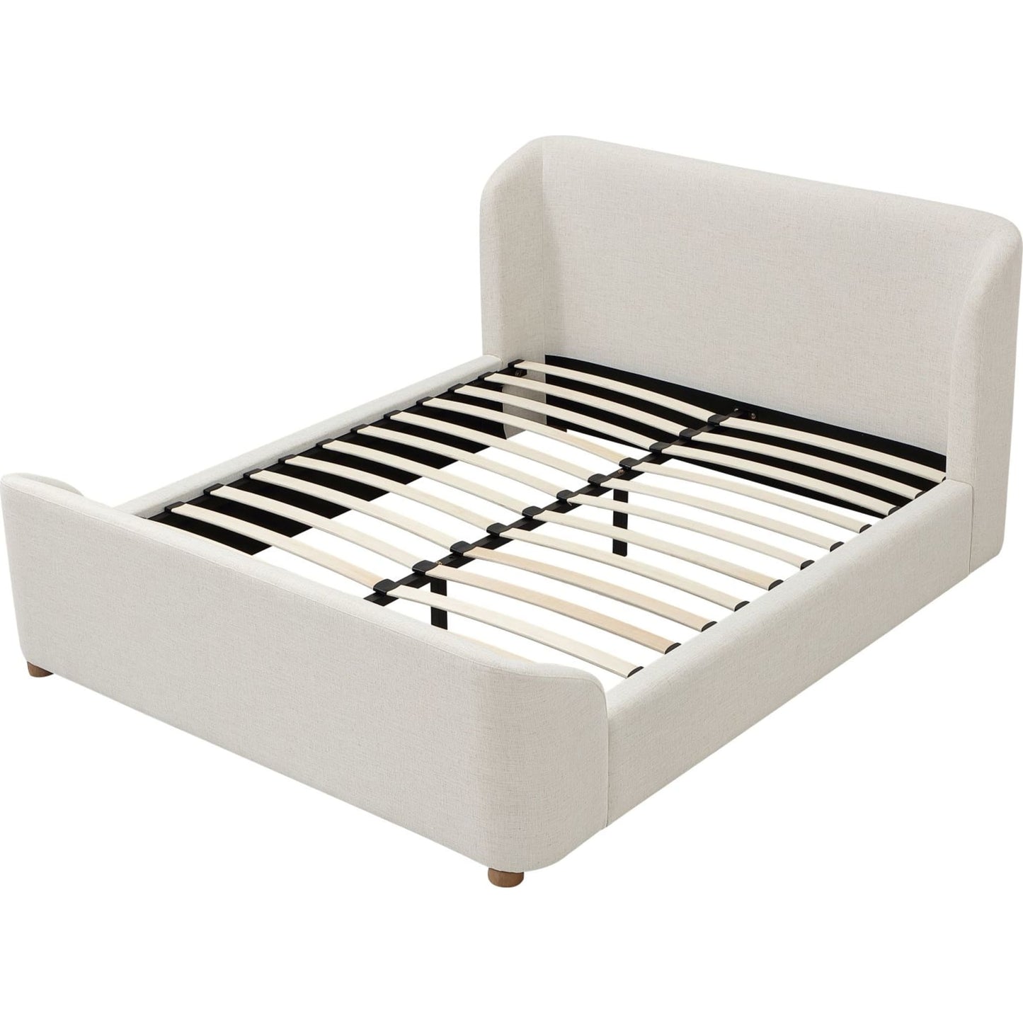 Kiki Upholstered Platform Bed in Whipped Honey Linen