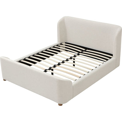 Kiki Upholstered Platform Bed in Whipped Honey Linen