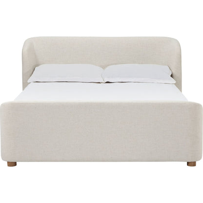 Kiki Upholstered Platform Bed in Whipped Honey Linen