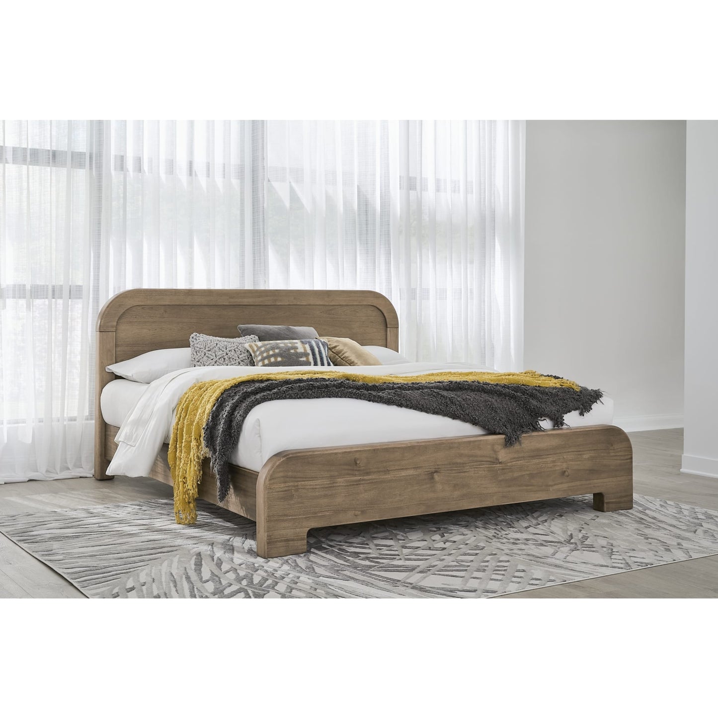 Kione Acacia Wood Platform Bed in Lioness