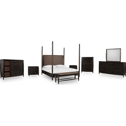 Koko Upholstered Poster Bed in Minx