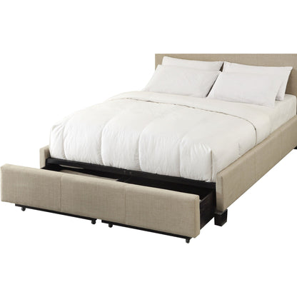 Levi Tufted Footboard Storage Bed in Toast Linen