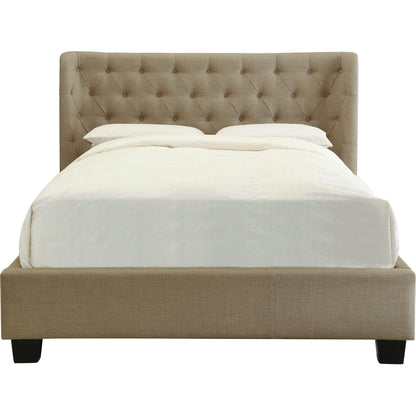 Levi Tufted Platform Bed in Toast Linen