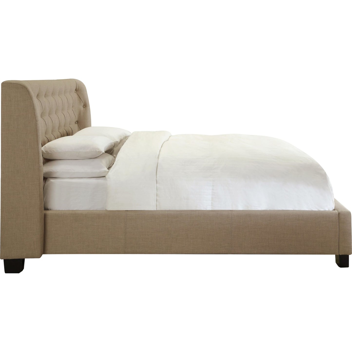 Levi Tufted Platform Bed in Toast Linen