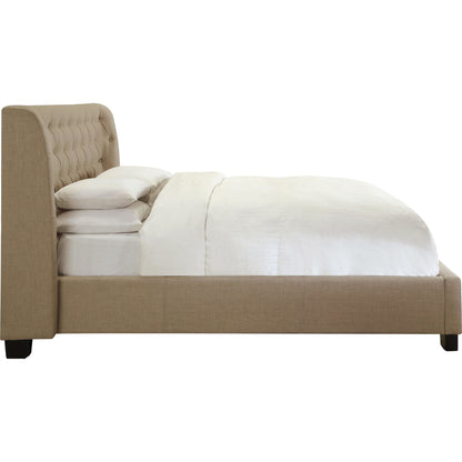 Levi Tufted Platform Bed in Toast Linen