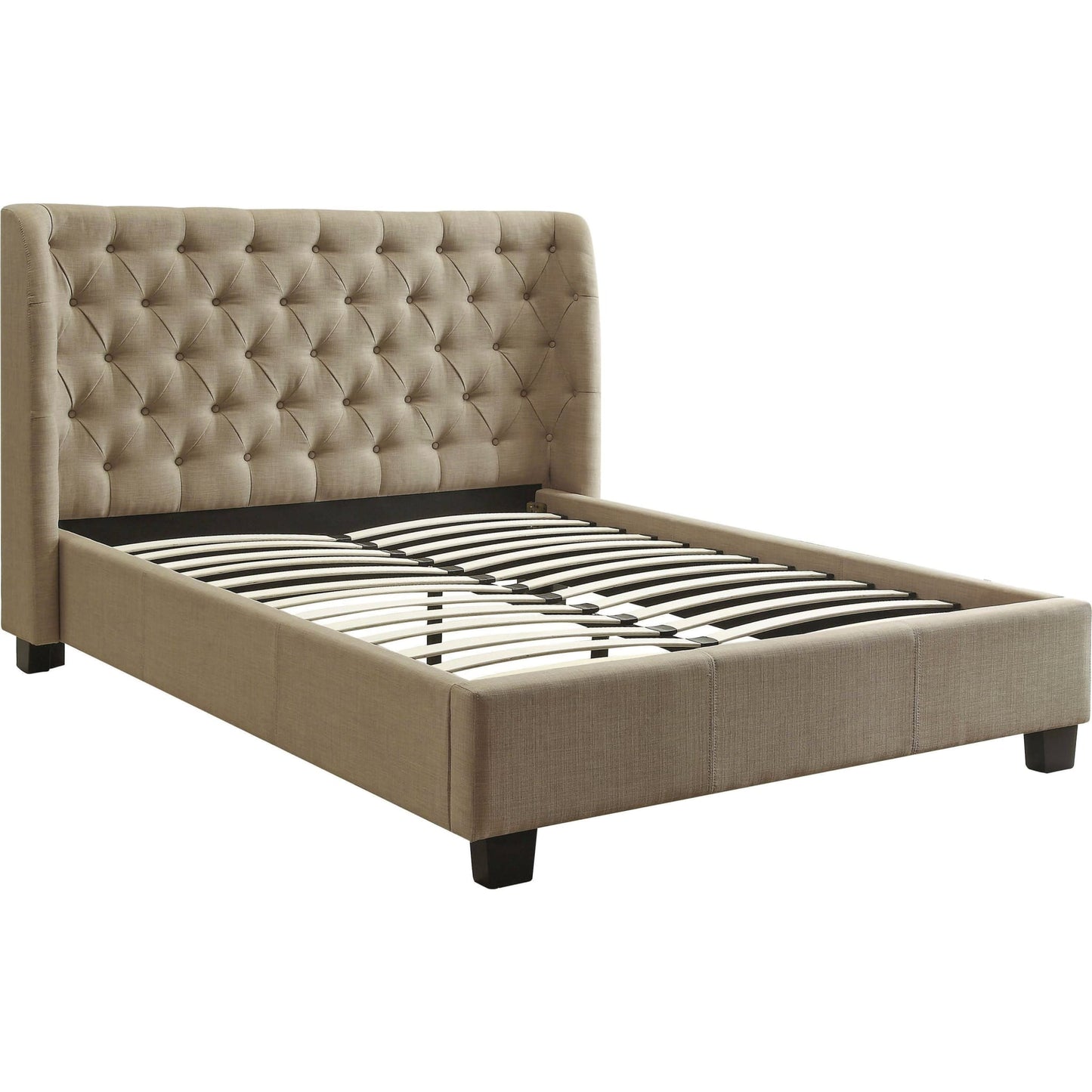 Levi Tufted Platform Bed in Toast Linen