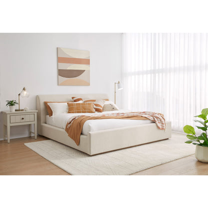 Louis Upholstered Platform Bed in Natural Linen