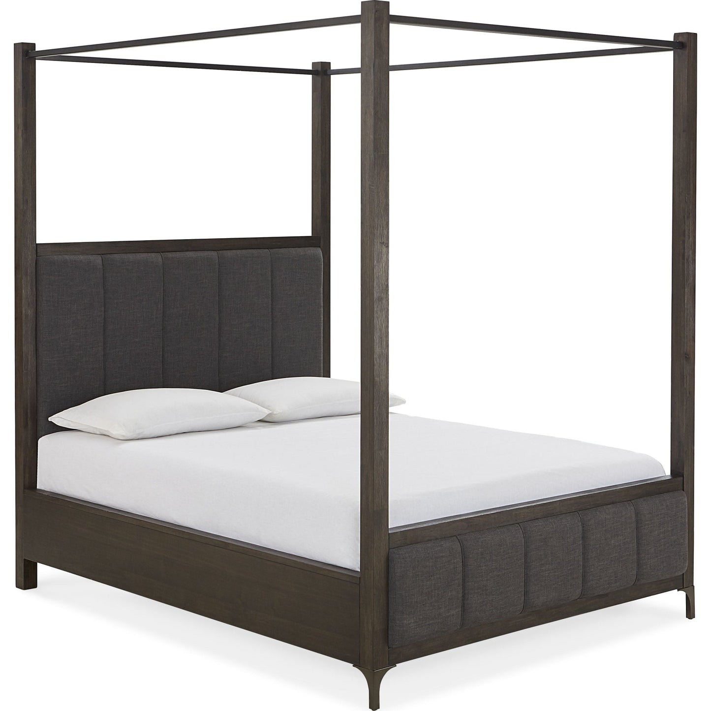 Lucerne Upholstered Canopy Bed in Vintage Coffee