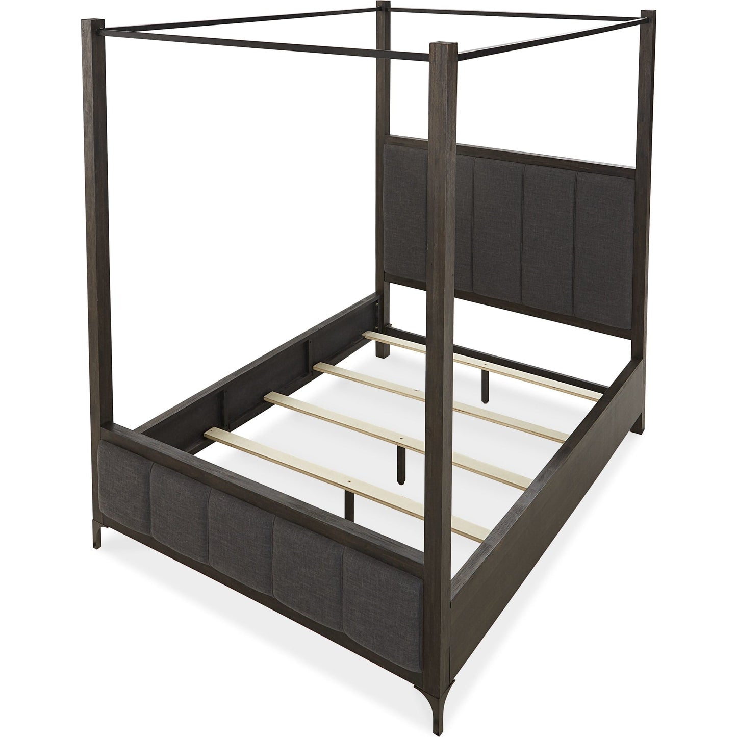 Lucerne Upholstered Canopy Bed in Vintage Coffee