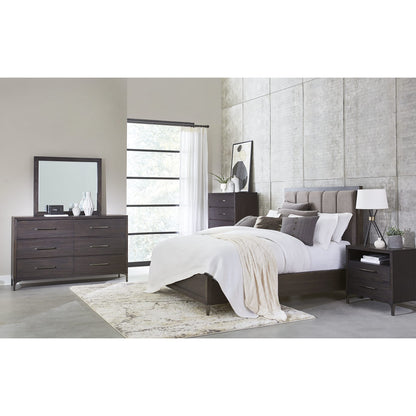 Lucerne Upholstered Panel Bed in Vintage Coffee