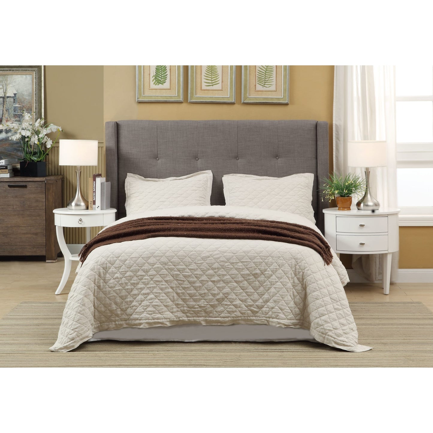 Madeleine Wingback Upholstered Platform Bed