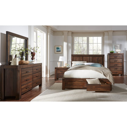 Meadow Solid Wood Footboard Storage Bed in Brick Brown