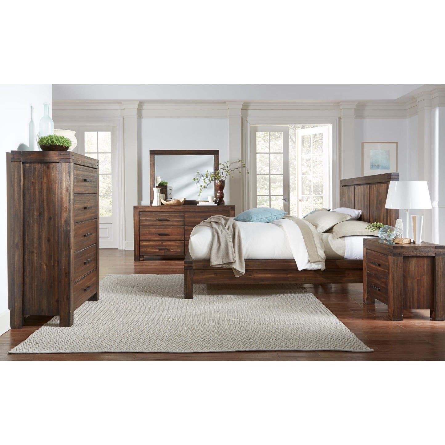 Meadow Solid Wood Platform Bed in Brick Brown