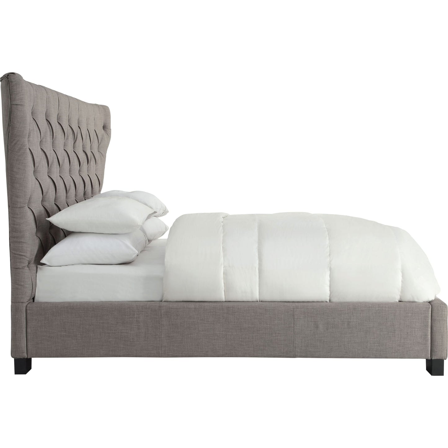 Melina Upholstered Footboard Storage Bed in Dolphin Linen