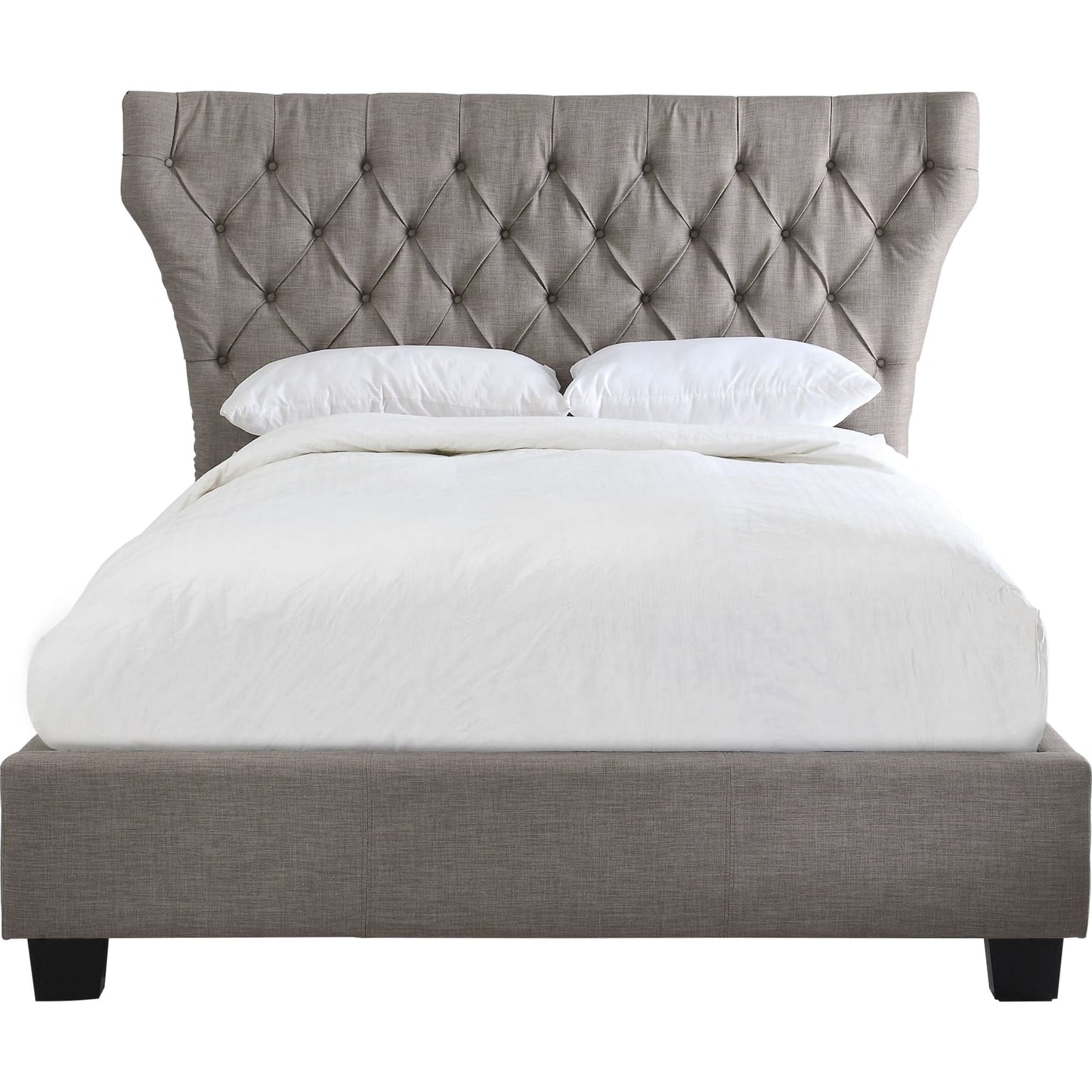 Melina Upholstered Platform Bed in Dolphin Linen