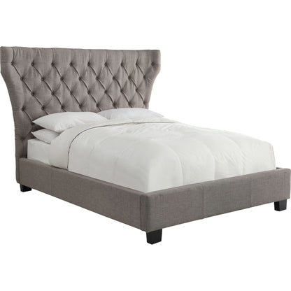 Melina Upholstered Platform Bed in Dolphin Linen