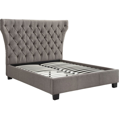 Melina Upholstered Platform Bed in Dolphin Linen