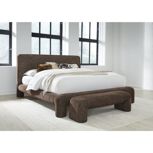Mocoa Fully Upholstered Platform Bed in Mongoose Chenille