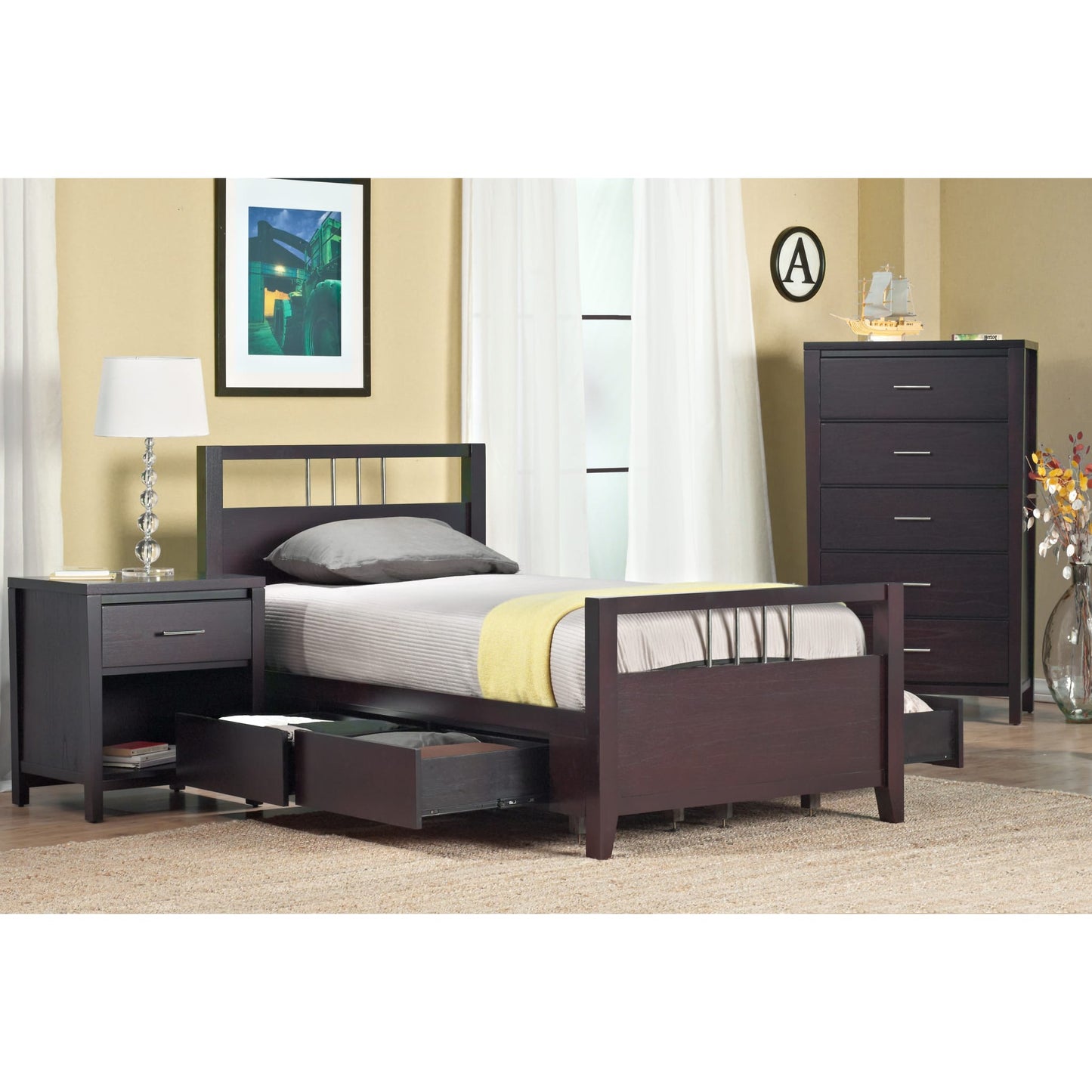 Nevis Platform Storage Bed in Espresso