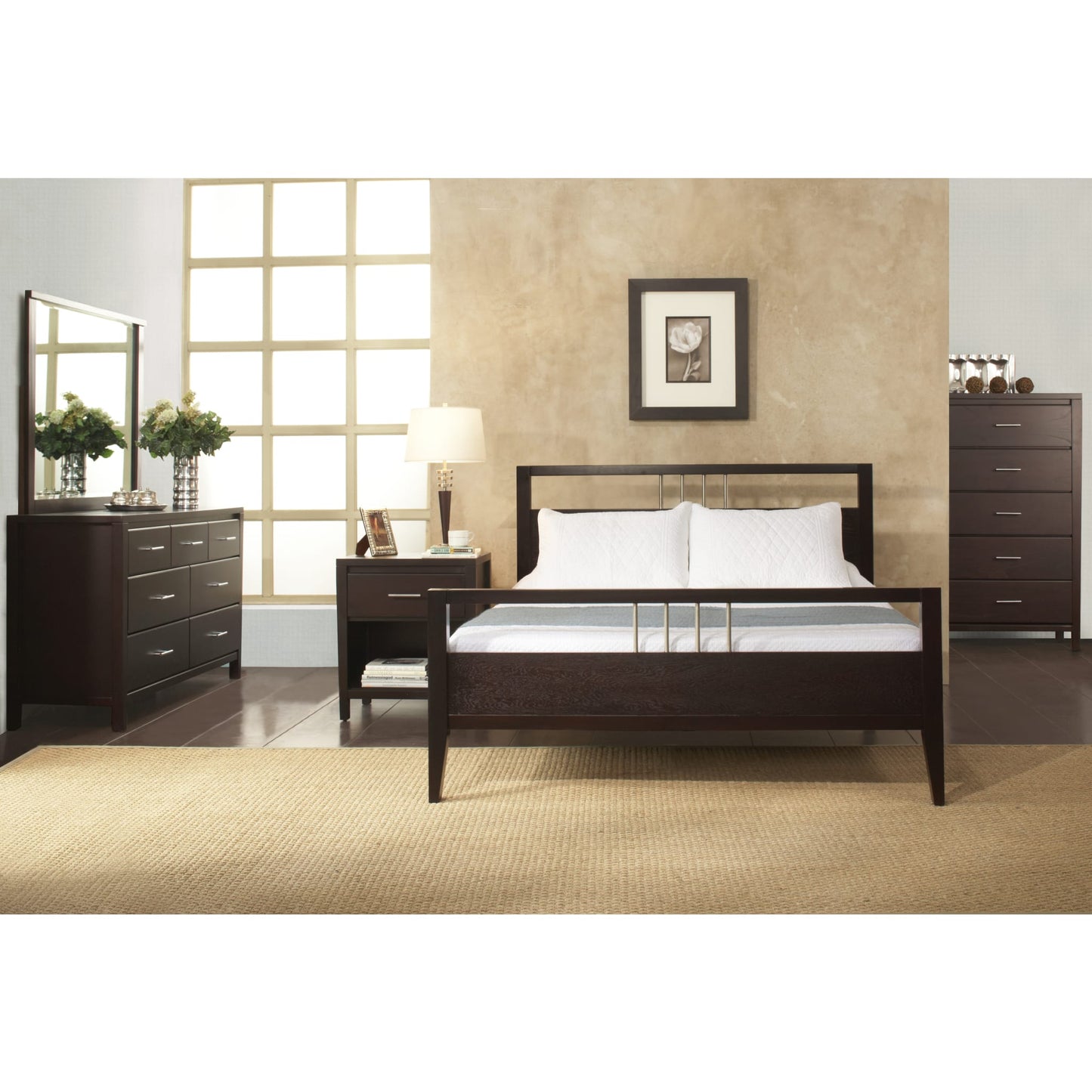 Nevis Wood Platform Bed in Espresso