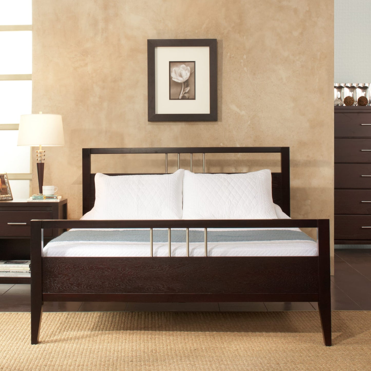 Nevis Wood Platform Bed in Espresso
