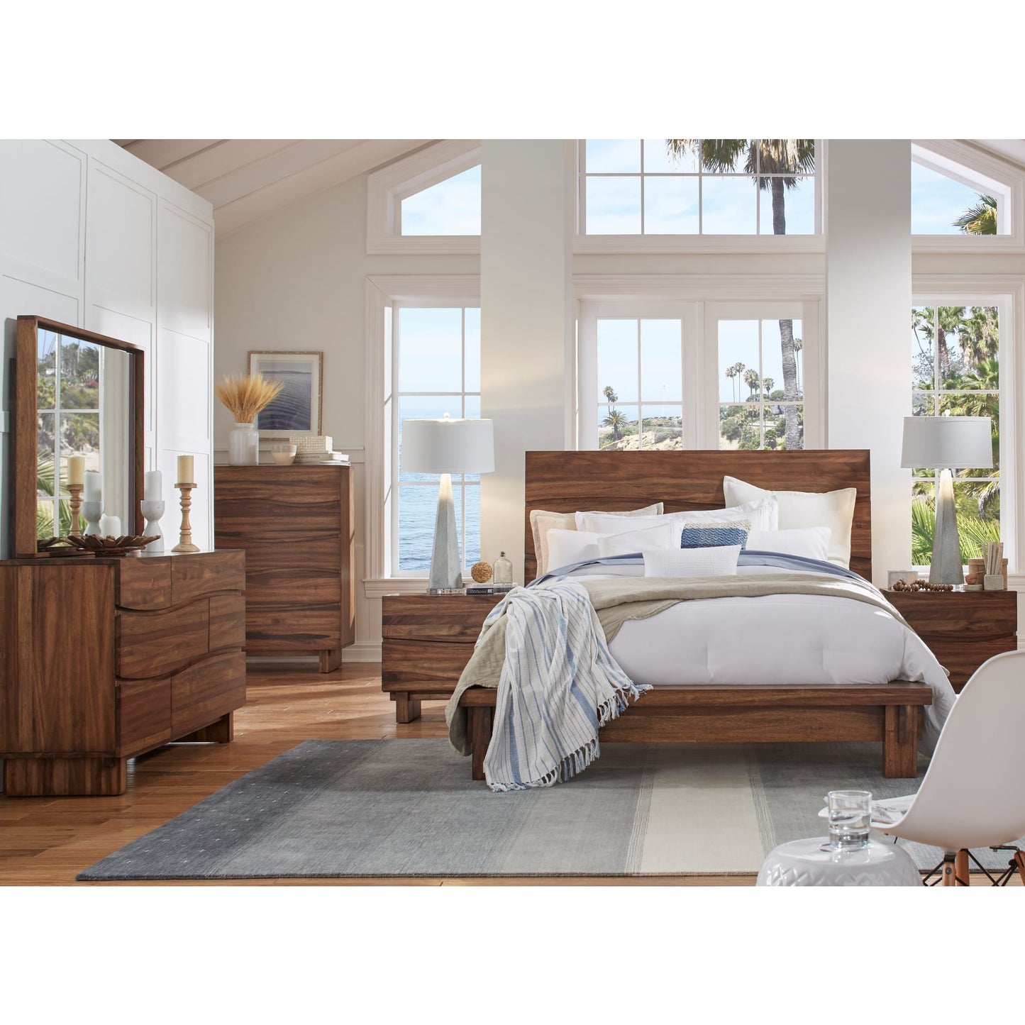 Ocean Solid Wood Platform Bed in Natural Sengon