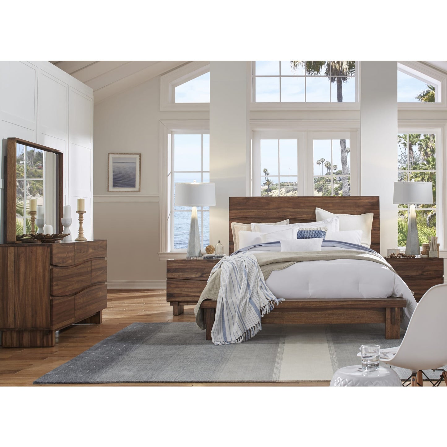 Ocean Solid Wood Platform Bed in Natural Sengon