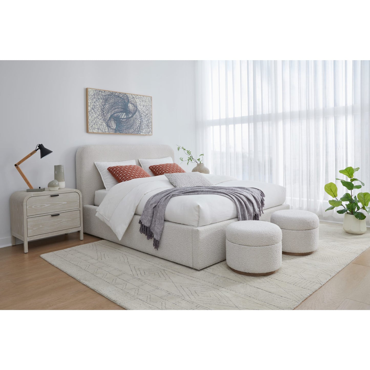 Off-White Upholstered Platform Bed in Ricotta Boucle (2026)