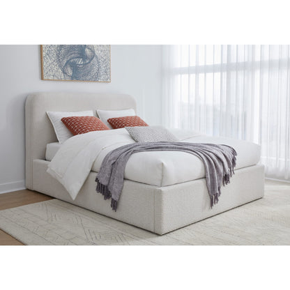 Modus Furniture Off White Upholstered Platform Bed in Ricotta Boucle  MQMYH  Image 2