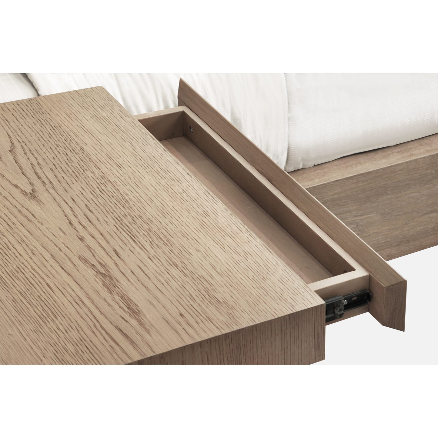 One Coastal Modern Live Edge Wall Bed with Floating Nightstands in Bisque