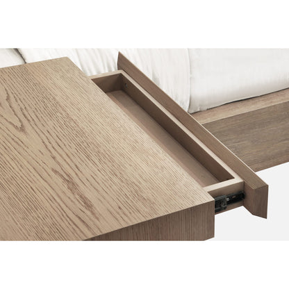 One Coastal Modern Live Edge Wall Bed with Floating Nightstands in Bisque