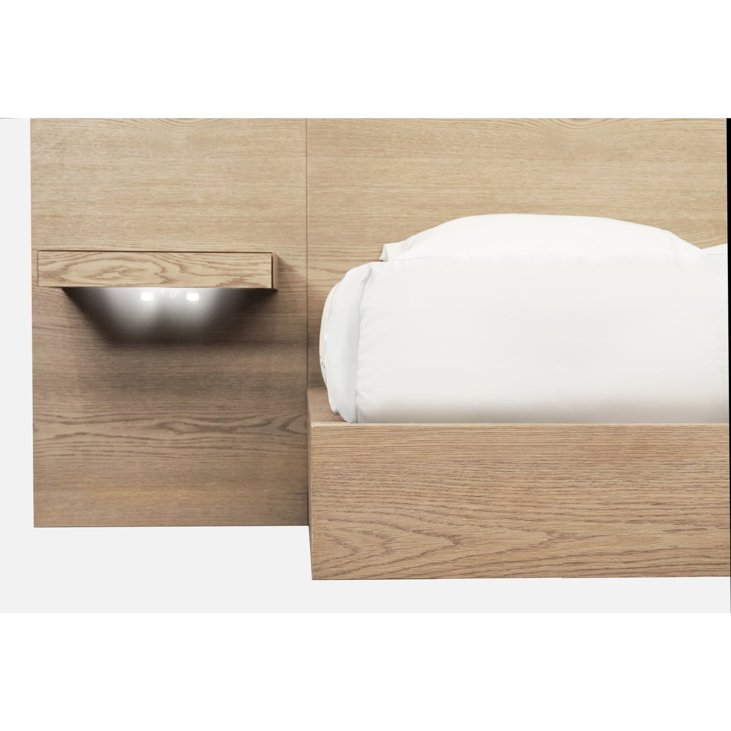 One Coastal Modern Live Edge Wall Bed with Floating Nightstands in Bisque