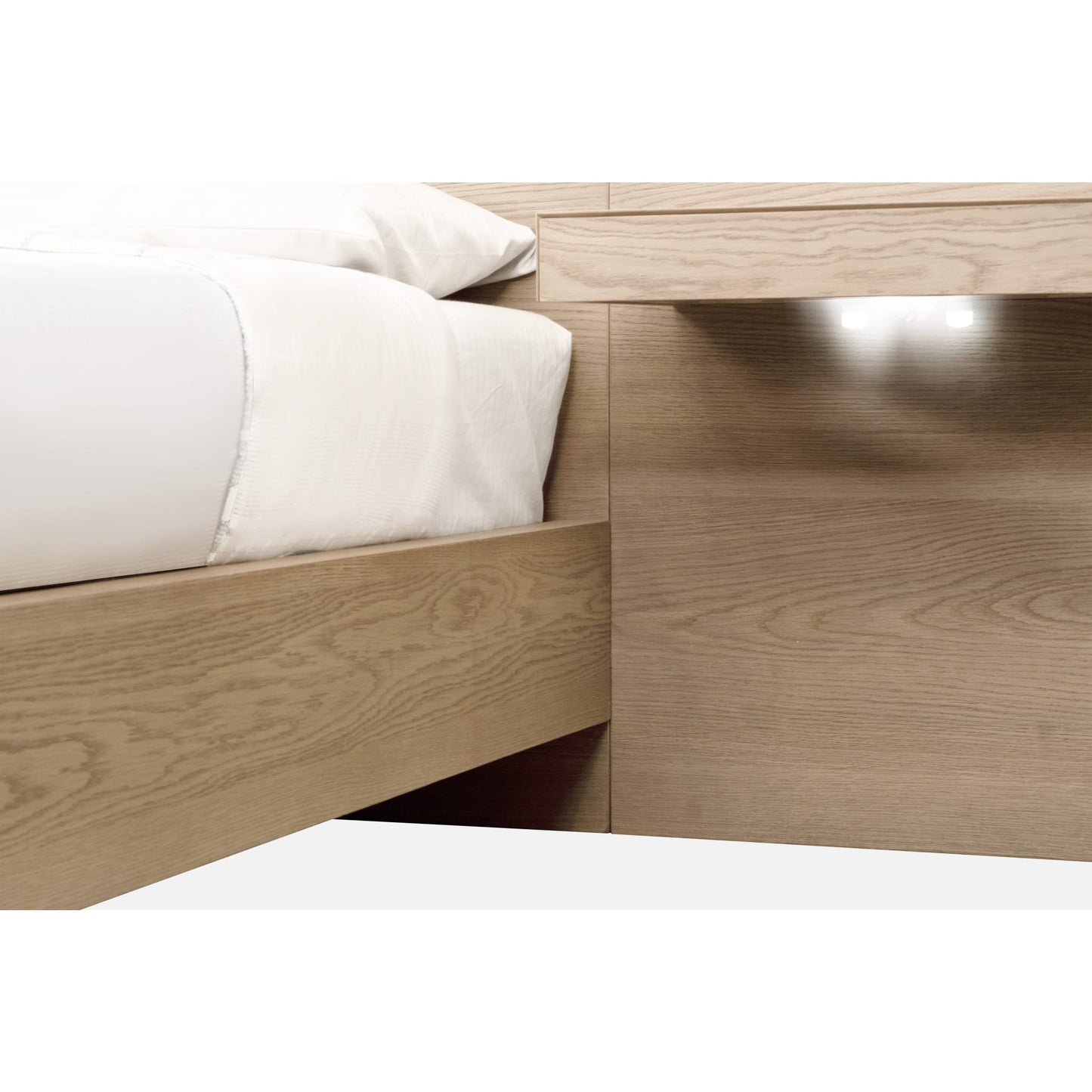 One Coastal Modern Live Edge Wall Bed with Floating Nightstands in Bisque