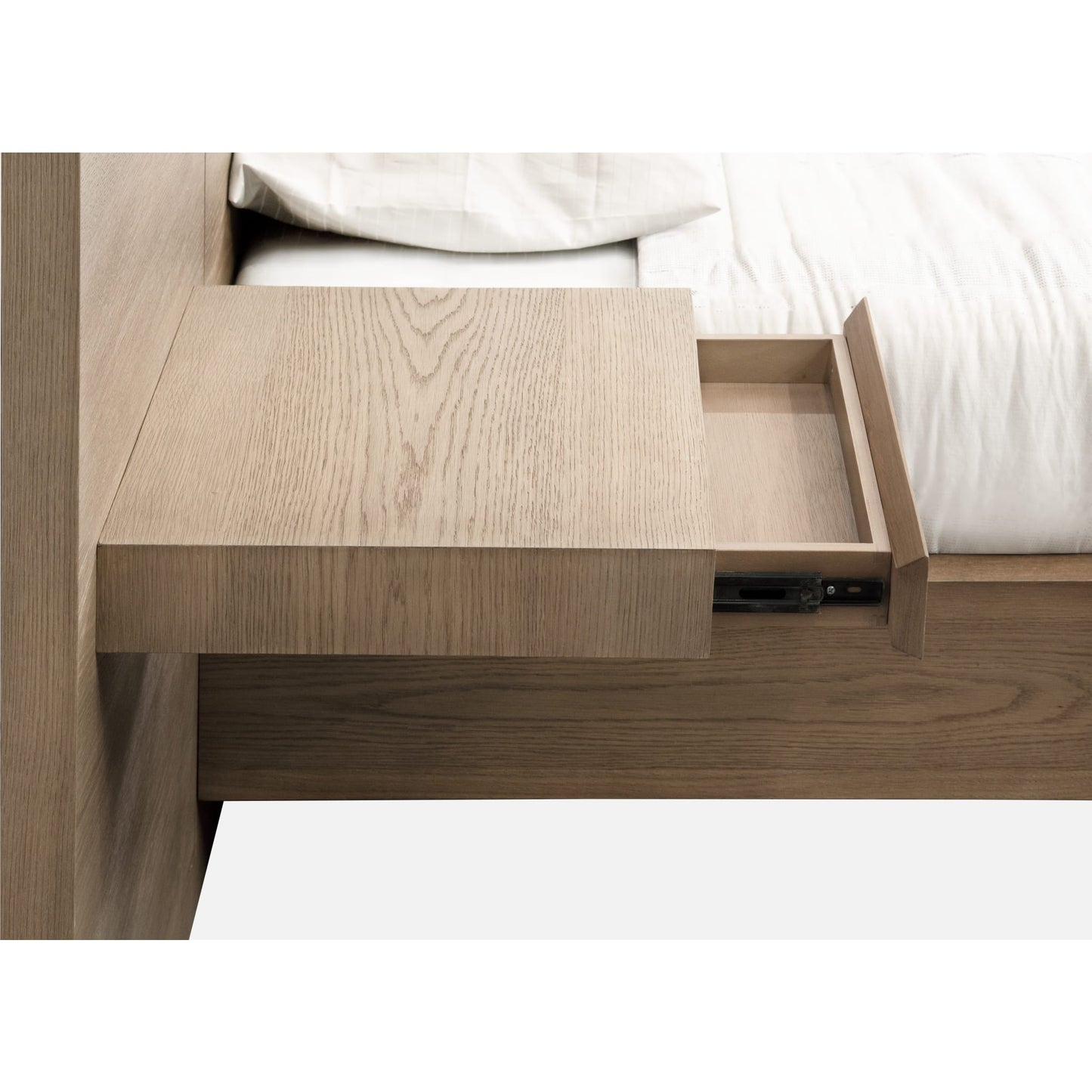 One Coastal Modern Live Edge Wall Bed with Floating Nightstands in Bisque