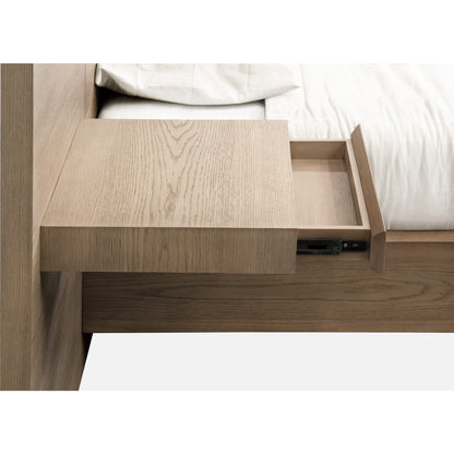 One Coastal Modern Live Edge Wall Bed with Floating Nightstands in Bisque