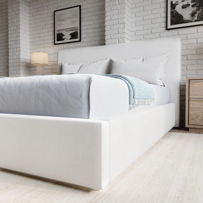 One Upholstered Footboard Storage Bed in Pearl