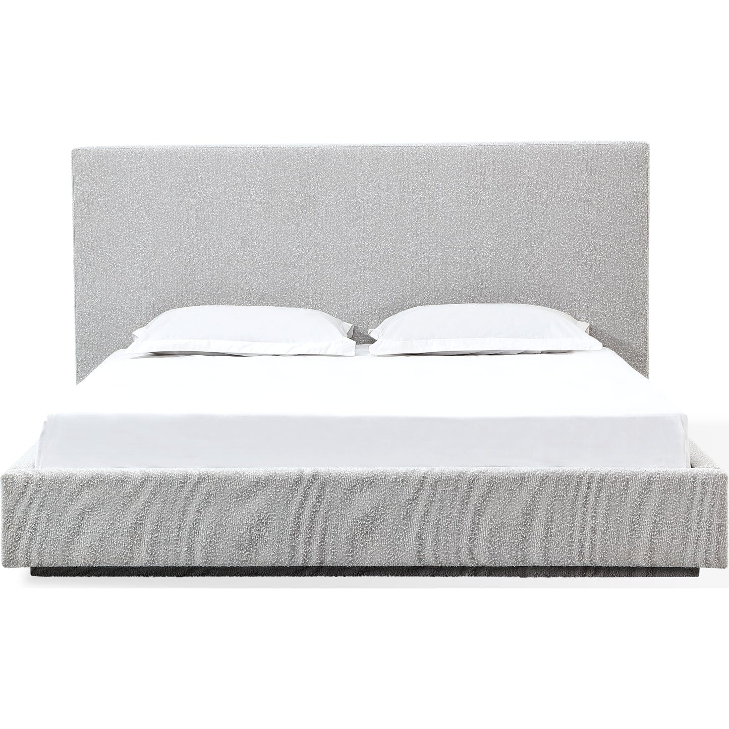 One Upholstered Platform Bed in Cotton Ball Boucle