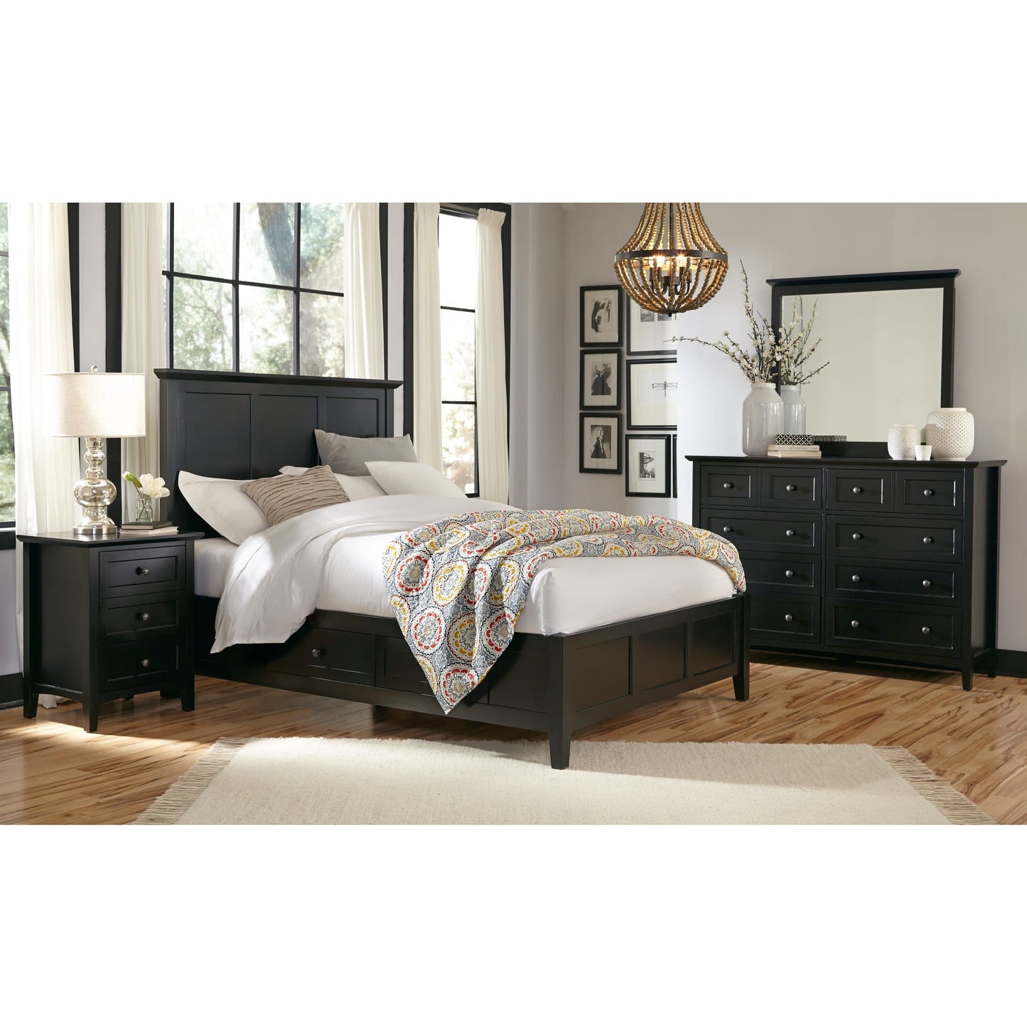 Paragon Four Drawer Wood Storage Bed in Black