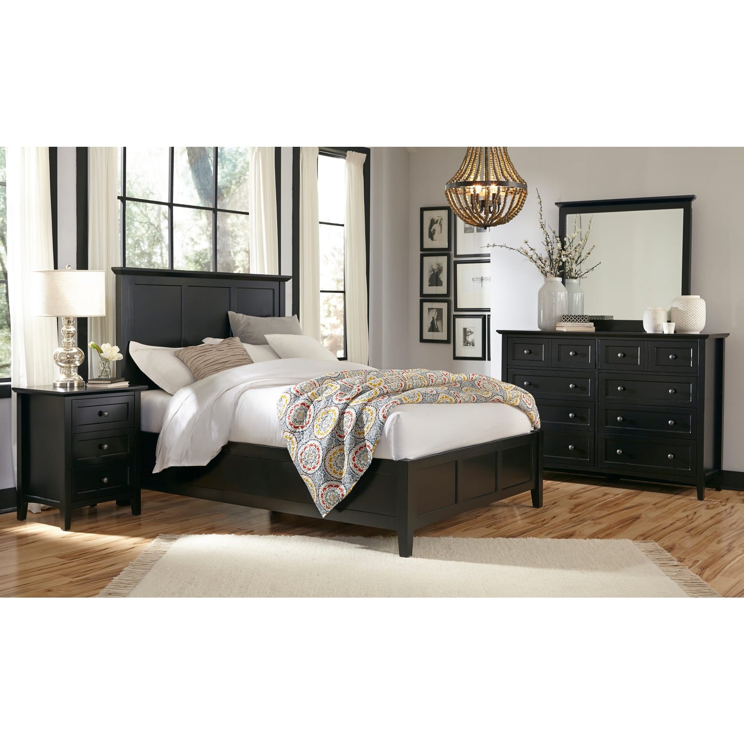 Paragon Wood Panel Bed in Black