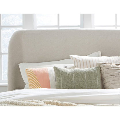 Penny Upholstered Platform Bed in Buff Cream Ash and Oatmeal Linen