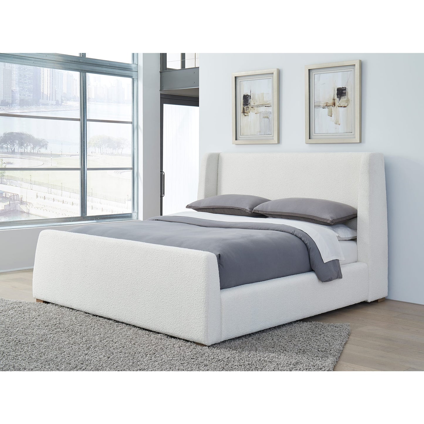 Presley Upholstered Wingback Platform Bed in Cottage Cheese Boucle (2026)