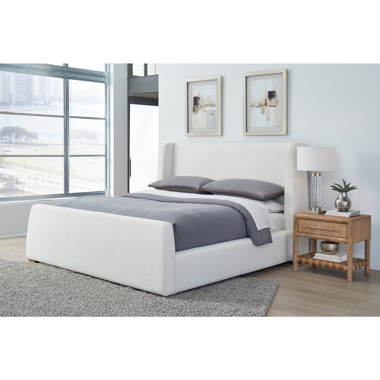 Presley Upholstered Wingback Platform Bed in Cottage Cheese Boucle (2026)