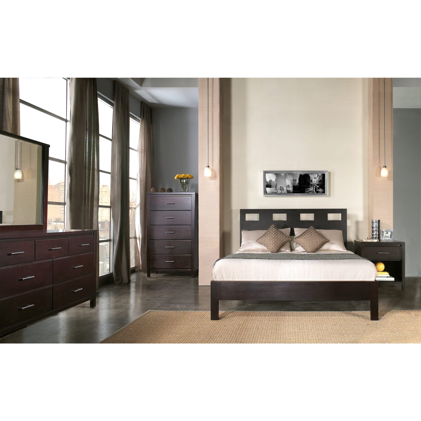Riva Wood Platform Bed in Espresso