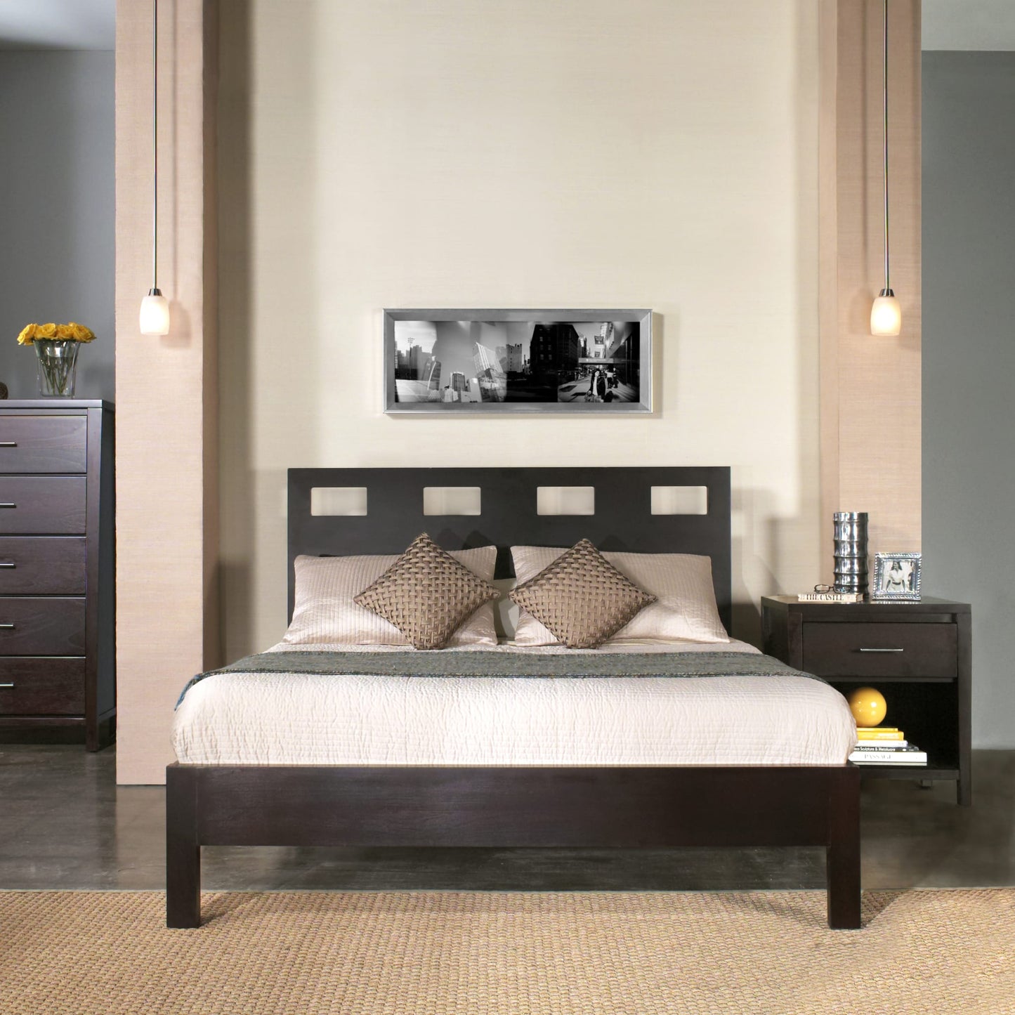 Riva Wood Platform Bed in Espresso