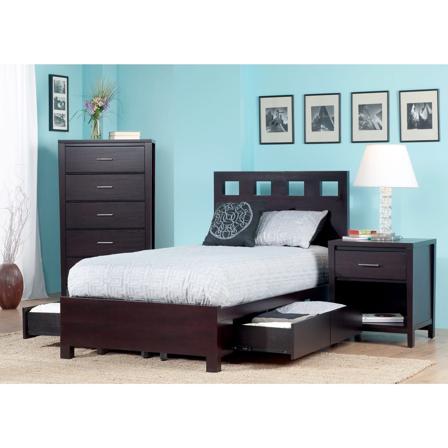 Riva Wood Storage Bed in Espresso