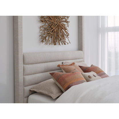 Rockford Upholstered Canopy Bed in Turtle Dove Linen