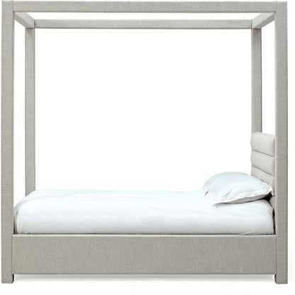 Rockford Upholstered Canopy Bed in Turtle Dove Linen