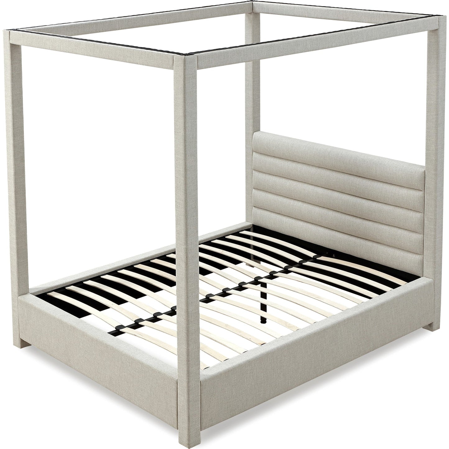 Rockford Upholstered Canopy Bed in Turtle Dove Linen