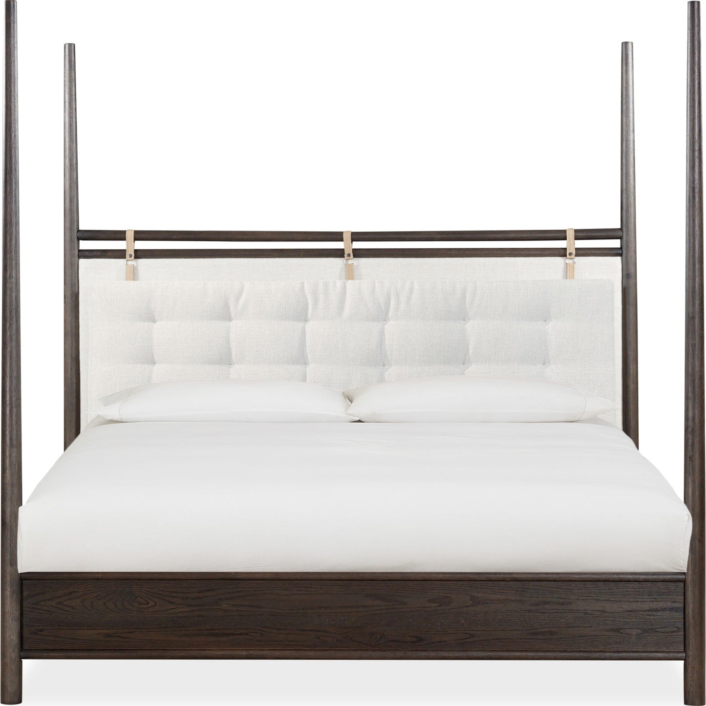 Rockport Upholstered Poster Bed in Yin and Turtle Dove Linen